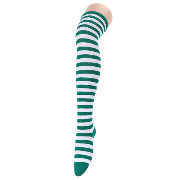 Womens Knee High Socks Long 1 Pack Green White T - Picture 4 of 5
